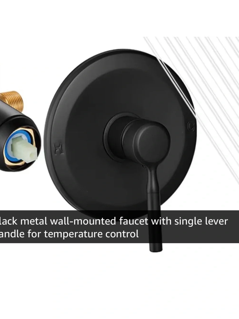 Matte Black Rain Shower Head and Valve Trim Set